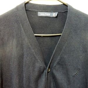 Nautica Men's 5 Button Sweater Cardigan Navy Blue